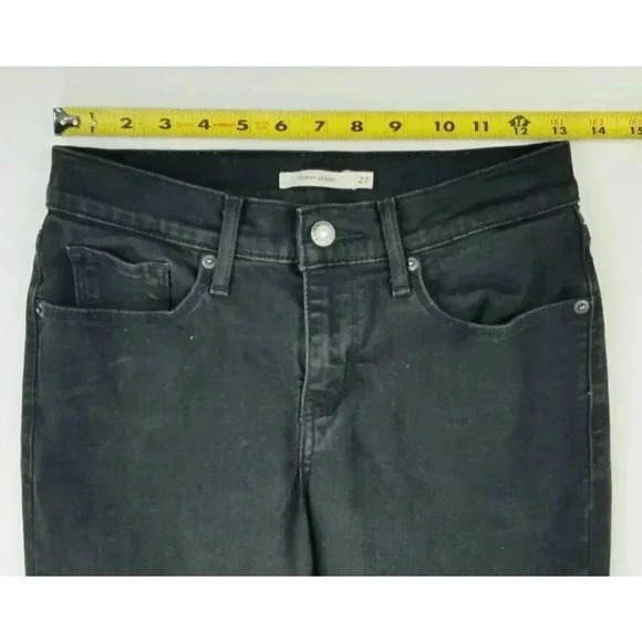 Levi's 27X30 Womens Curvy Skinny Black Denim Jeans Black Logo Tag Red Pocket Tag - Picture 2 of 12